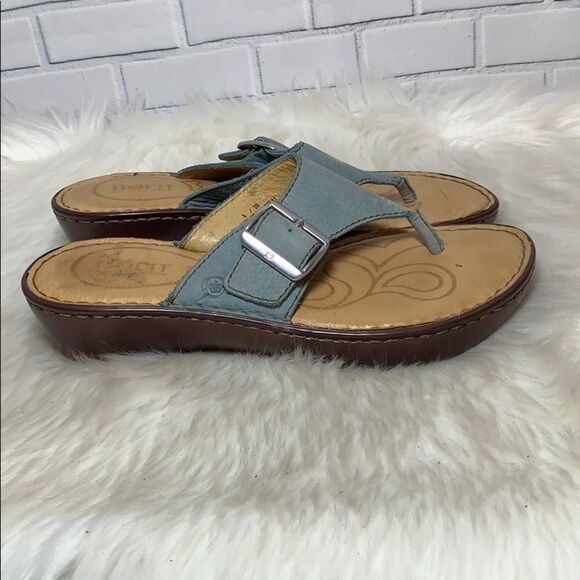 Born Leather Thong Wedge Sandals Sz 8 - Picture 4 of 6